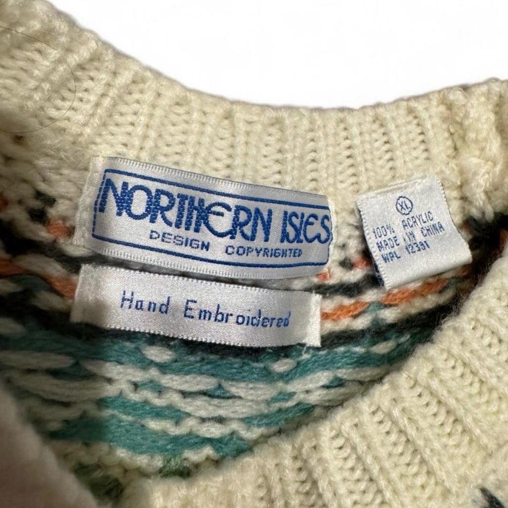 Vintage Northern Isles Scottie Dog Sweater Hand Embroidered Cottagecore cozy y2k - Picture 5 of 8